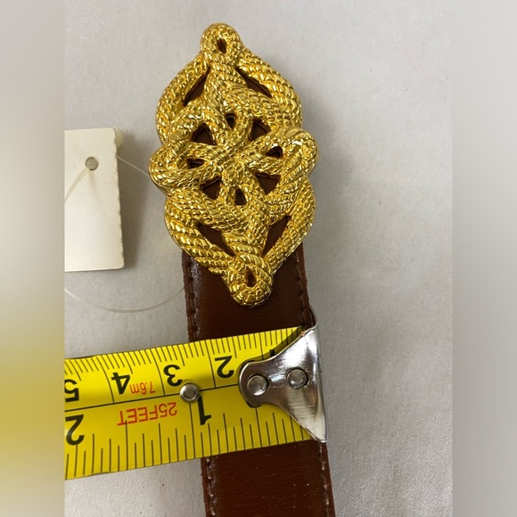 Talbots Italian Calfskin Brown Belt Gold Tone Buckle Size L NWT - Picture 5 of 7